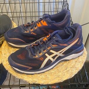 Asics Blue and Orange Athletic Sneakers